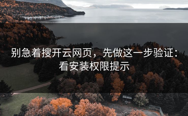 别急着搜开云网页，先做这一步验证：看安装权限提示