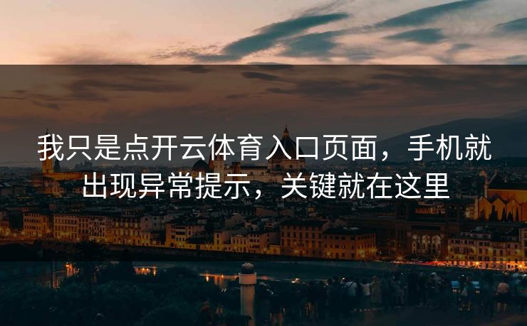 我只是点开云体育入口页面,手机就出现异常提示,关键就在这里 我只是点开云体育入口页面,手机就出现异常提示,关键就在这里