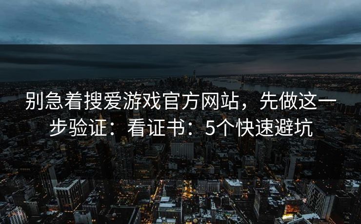 别急着搜爱游戏官方网站,先做这一步验证:看证书:5个快速避坑 别急着搜爱游戏官方网站,先做这一步验证:看证书:5个快速避坑