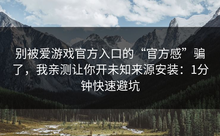 别被爱游戏官方入口的“官方感”骗了,我亲测让你开未知来源安装:1分钟快速避坑 别被爱游戏官方入口的“官方感”骗了,我亲测让你开未知来源安装:1分钟快速避坑