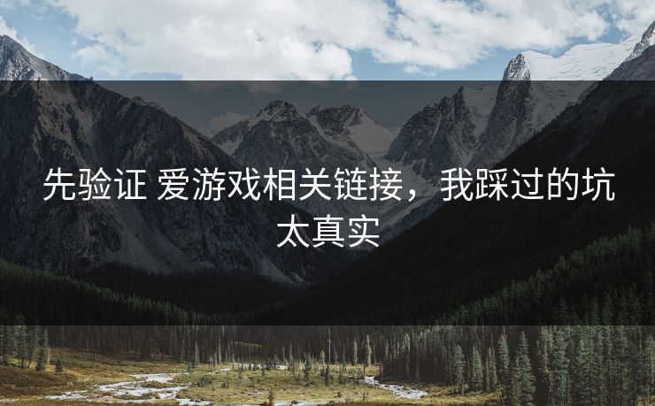 先验证 爱游戏相关链接,我踩过的坑太真实 先验证 爱游戏相关链接,我踩过的坑太真实